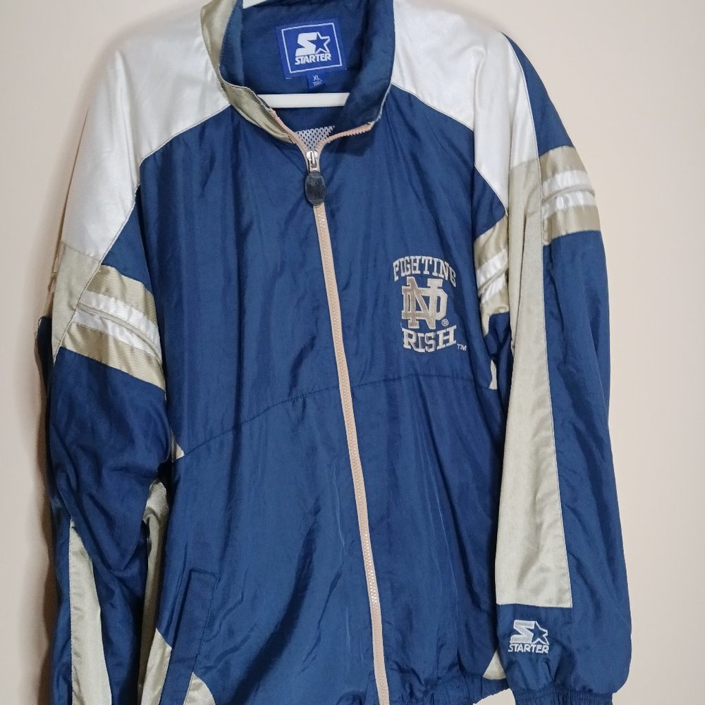 Starter Notre Dame Jacket Fighting Irish Full Zip Windbreaker Men's Size XL